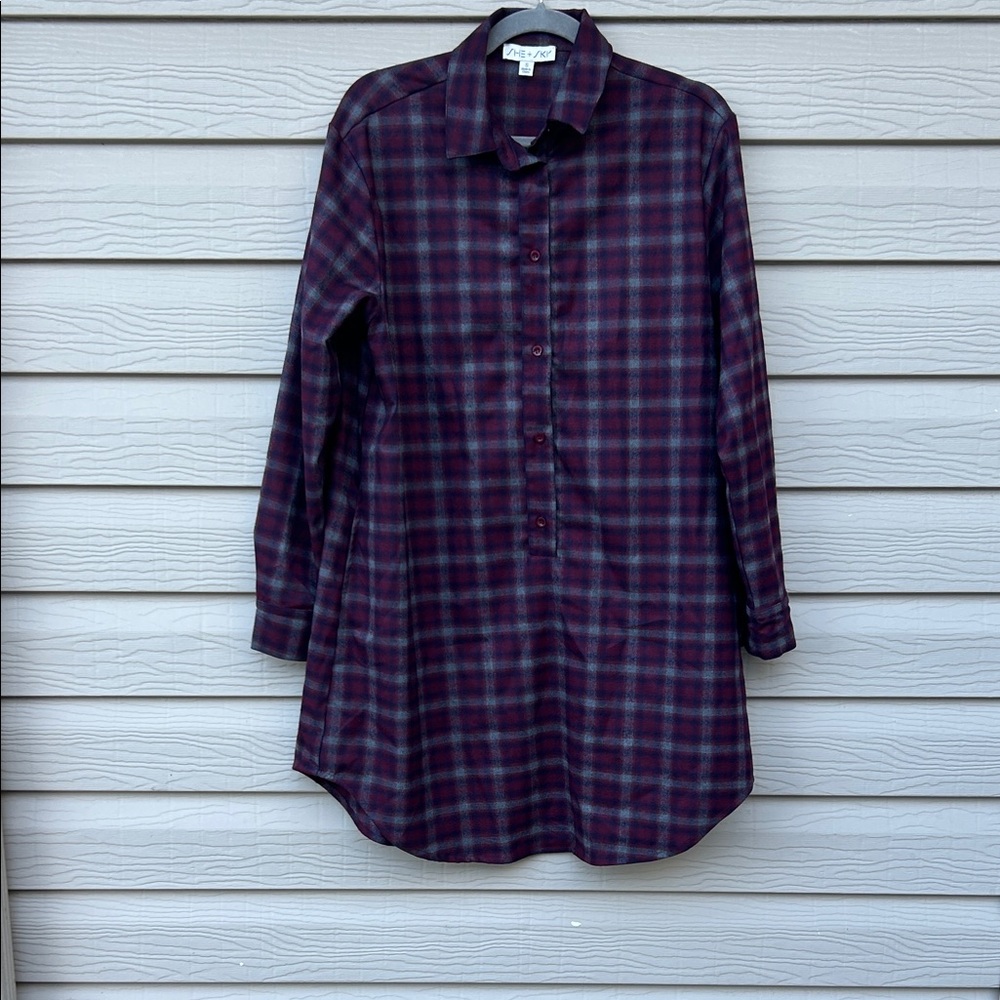 Plaid Button-Up Shirt dress